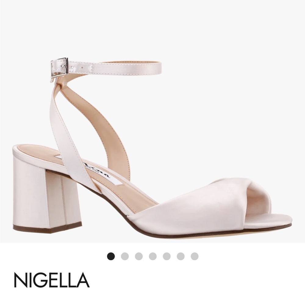 NIGELLA-Women's Ivory Satin Mid-Heel Block Sandal - Picture 6 of 6